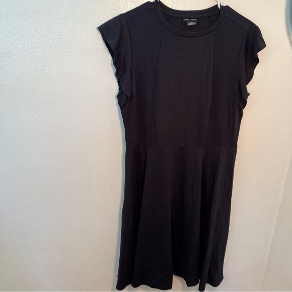 City Chic Aubree Frill Shoulder Dress Navy Blue - Picture 3 of 11